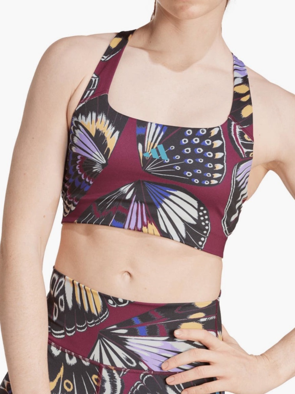 adidas x FARM Rio Butterfly Print Sports Bra Size Large (C/D cup sizes)